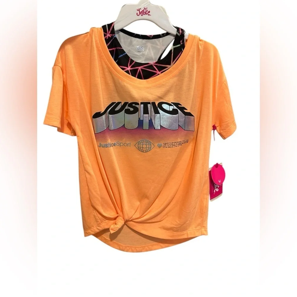 Justice Orange Tie Front T-Shirt 2 Piece 🧡